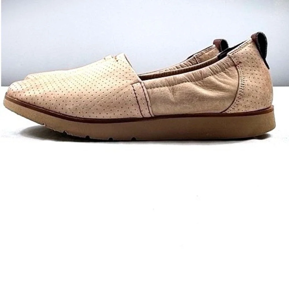 Cobb Hill Paulette Taupe Leather Perforated Slip‎ On Loafers CI1782 Womens 7.5 M